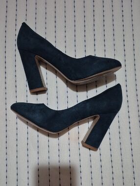 Target Teal Suede Block Heel Pumps